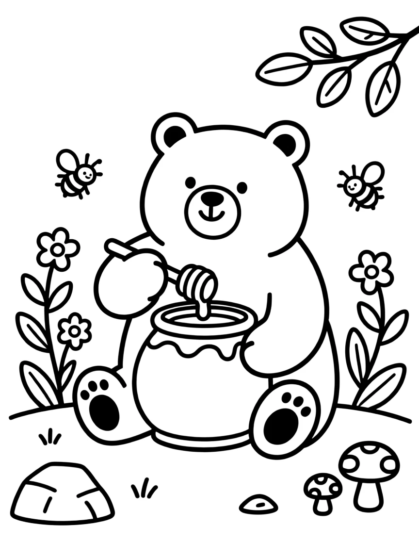 A bear eating honey
