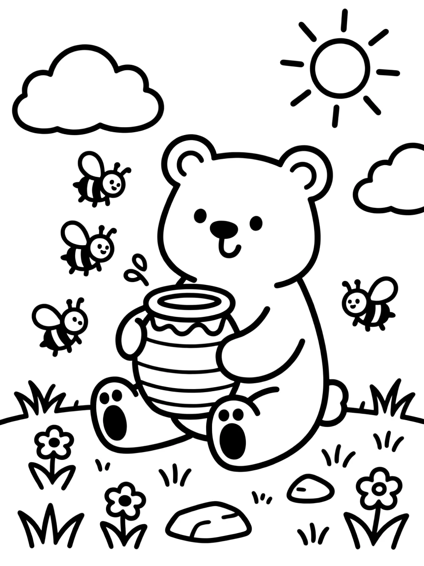 A bear eating honey