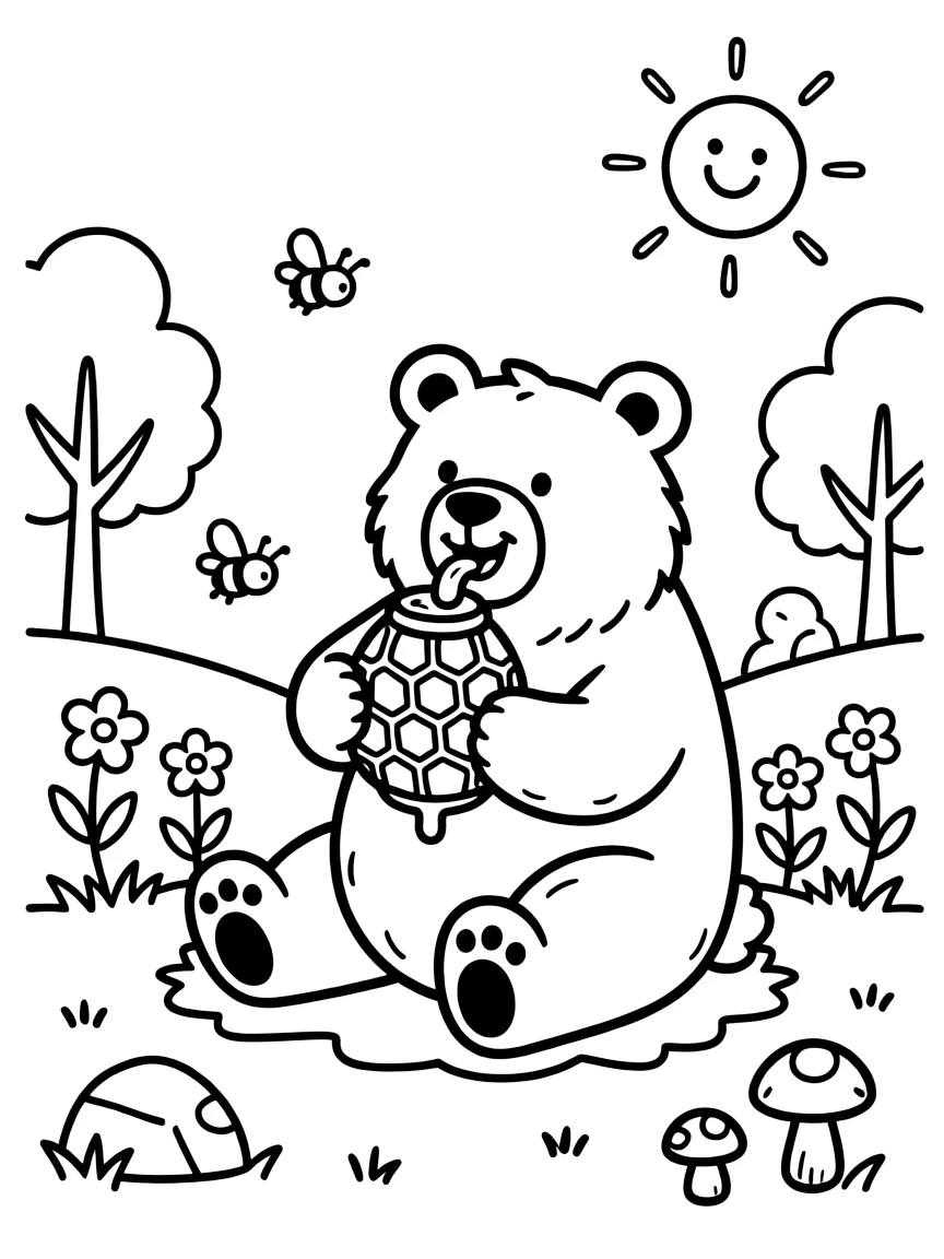 A bear eating honey