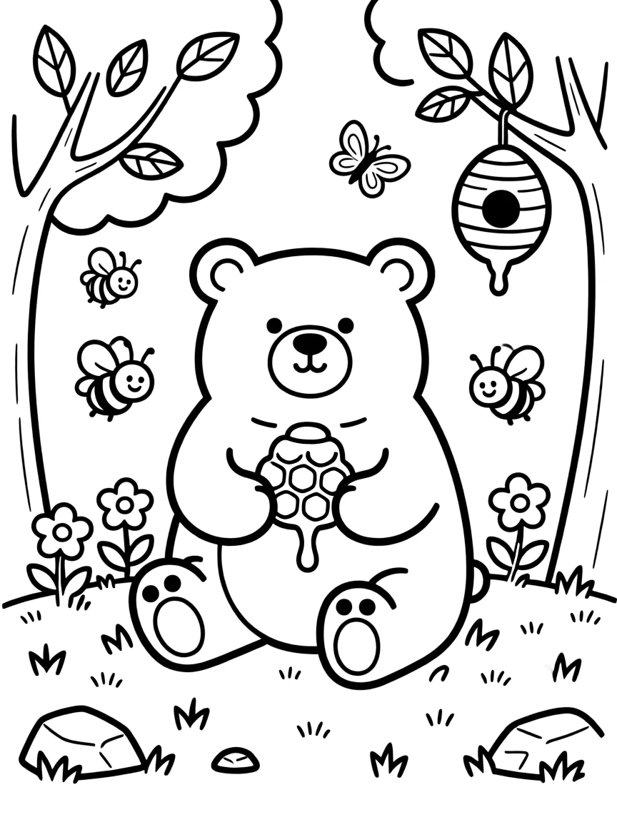 A bear eating honey
