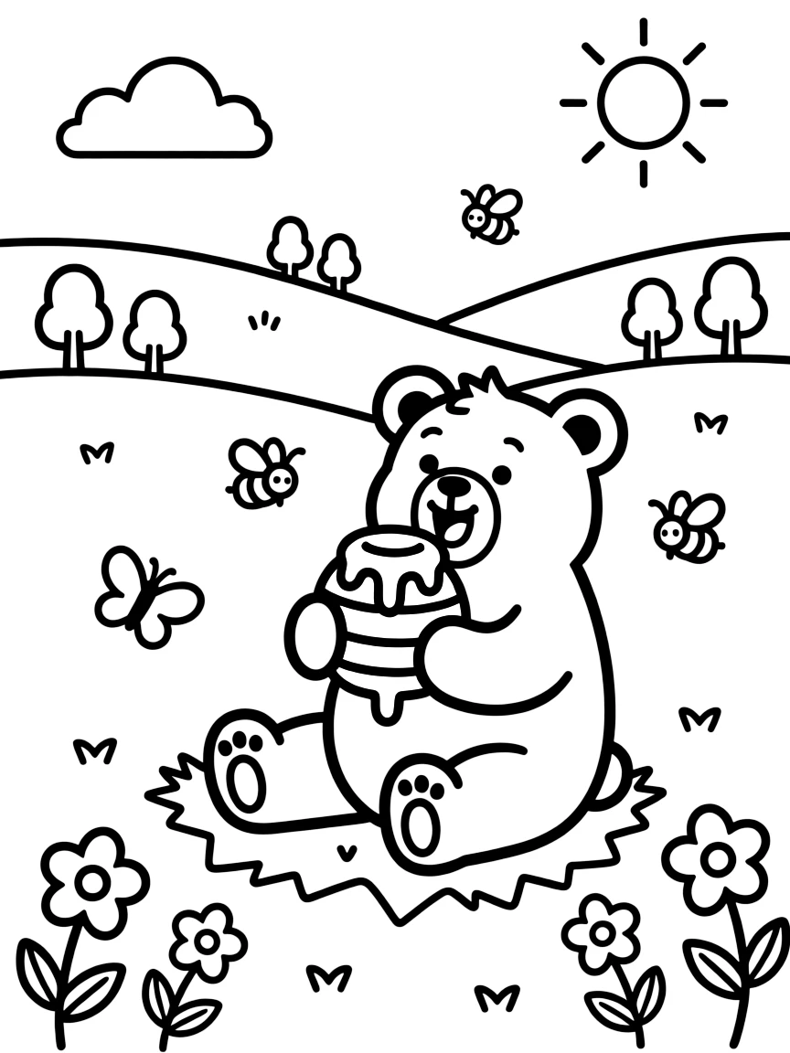 A bear eating honey