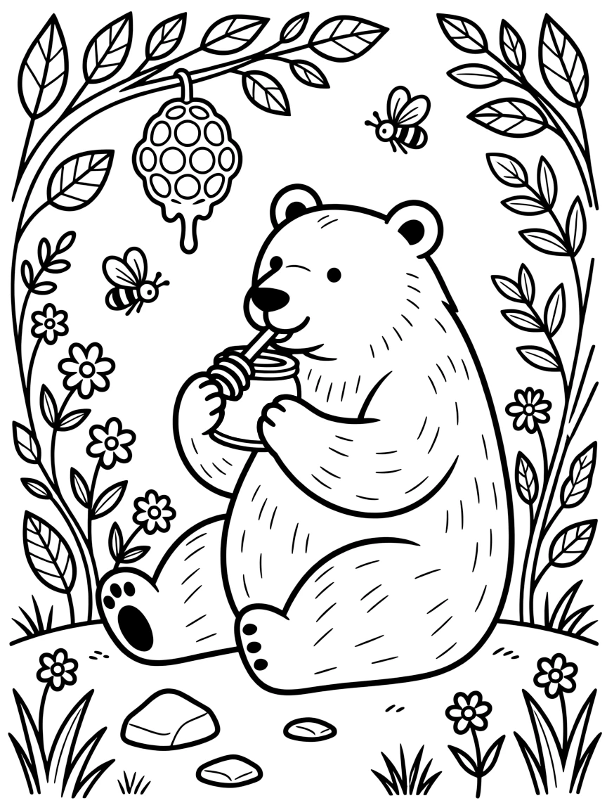 A bear eating honey