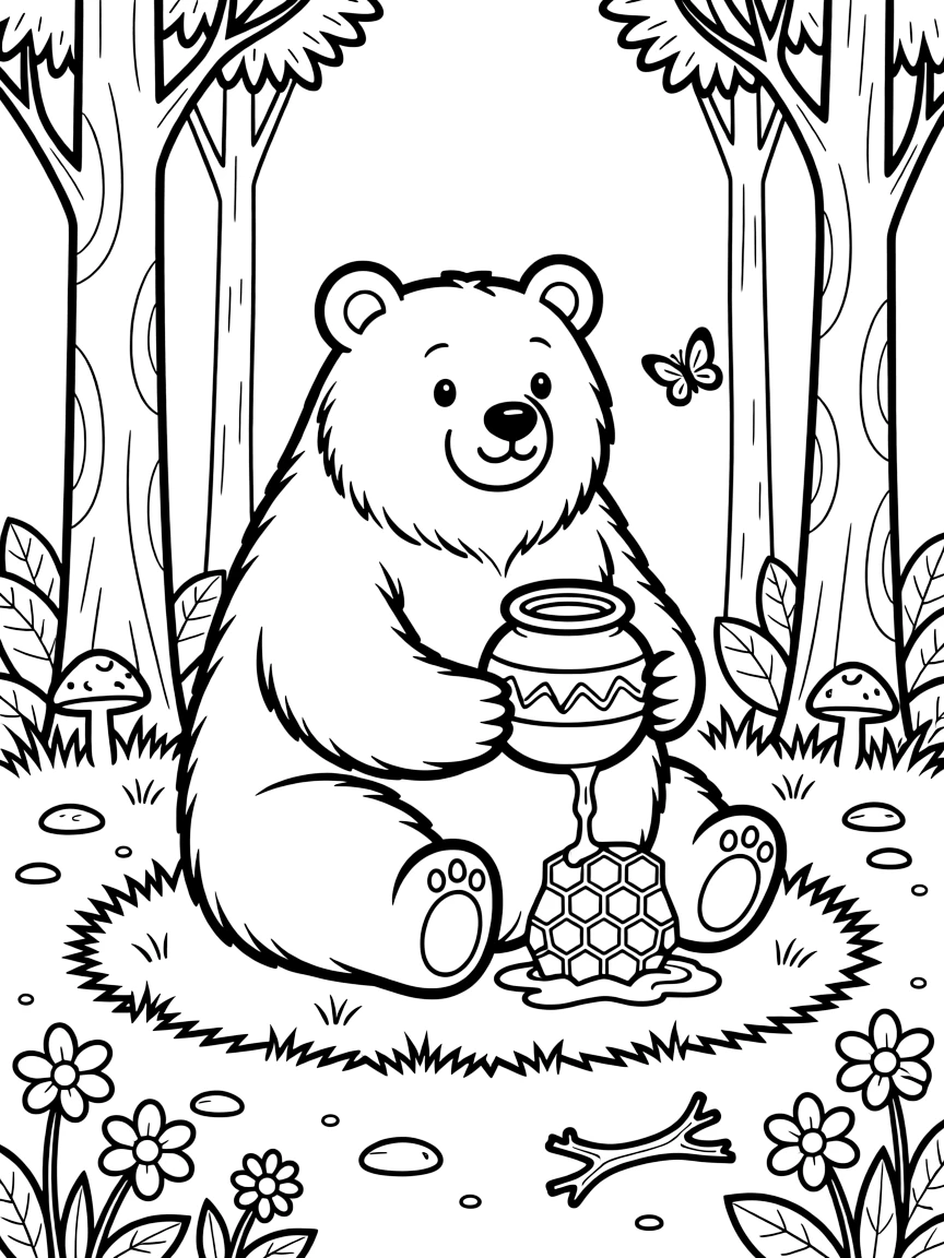 A bear eating honey