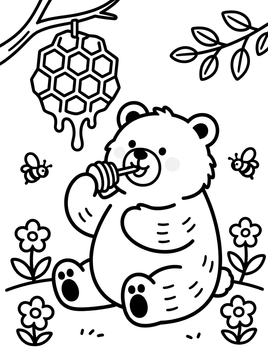 A bear eating honey