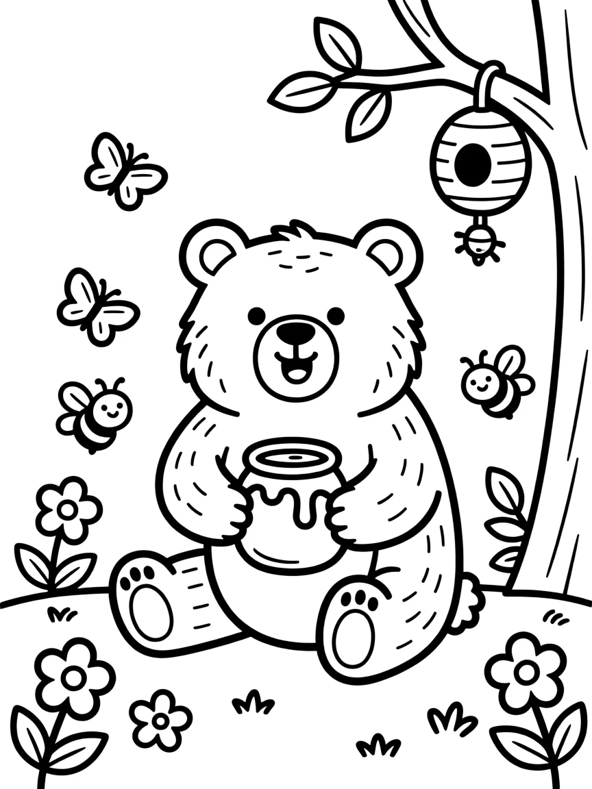 A bear eating honey