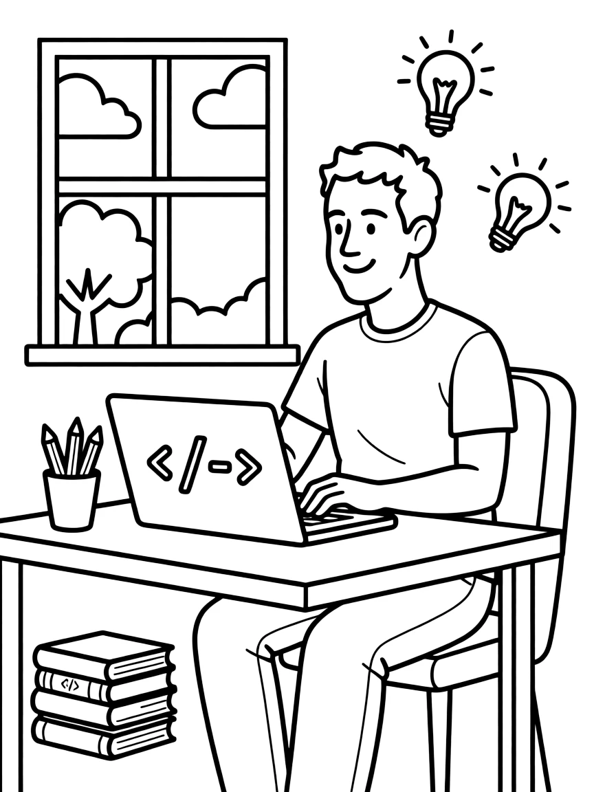 Mark Zuckerberg coding.