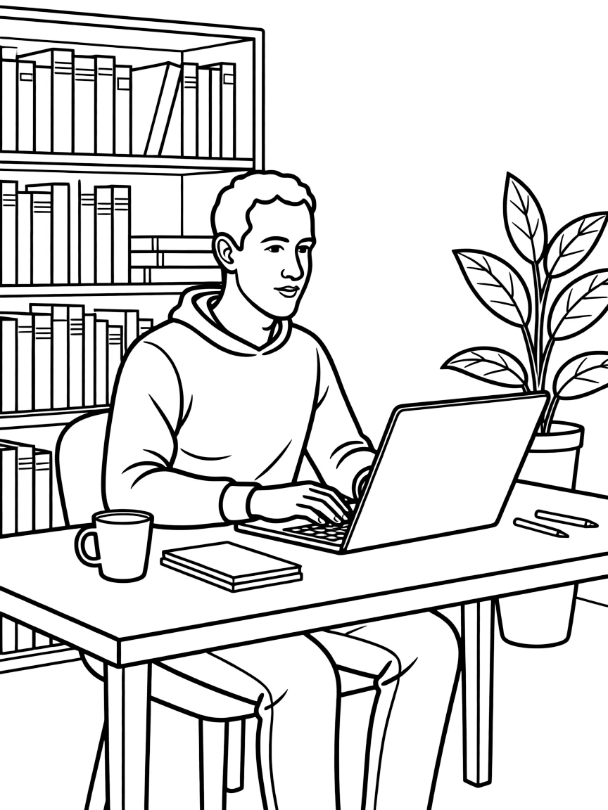 Mark Zuckerberg coding.