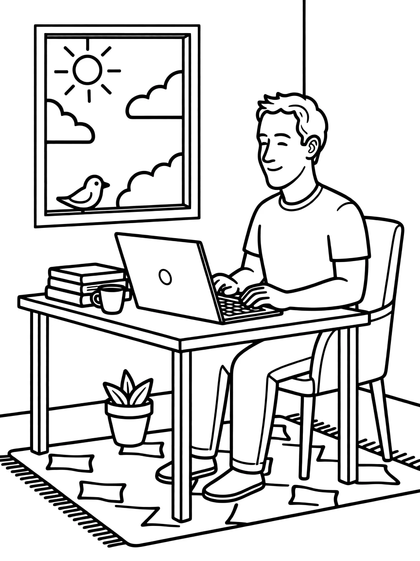Mark Zuckerberg coding.