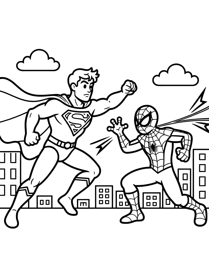 superman is fighting with spiderman