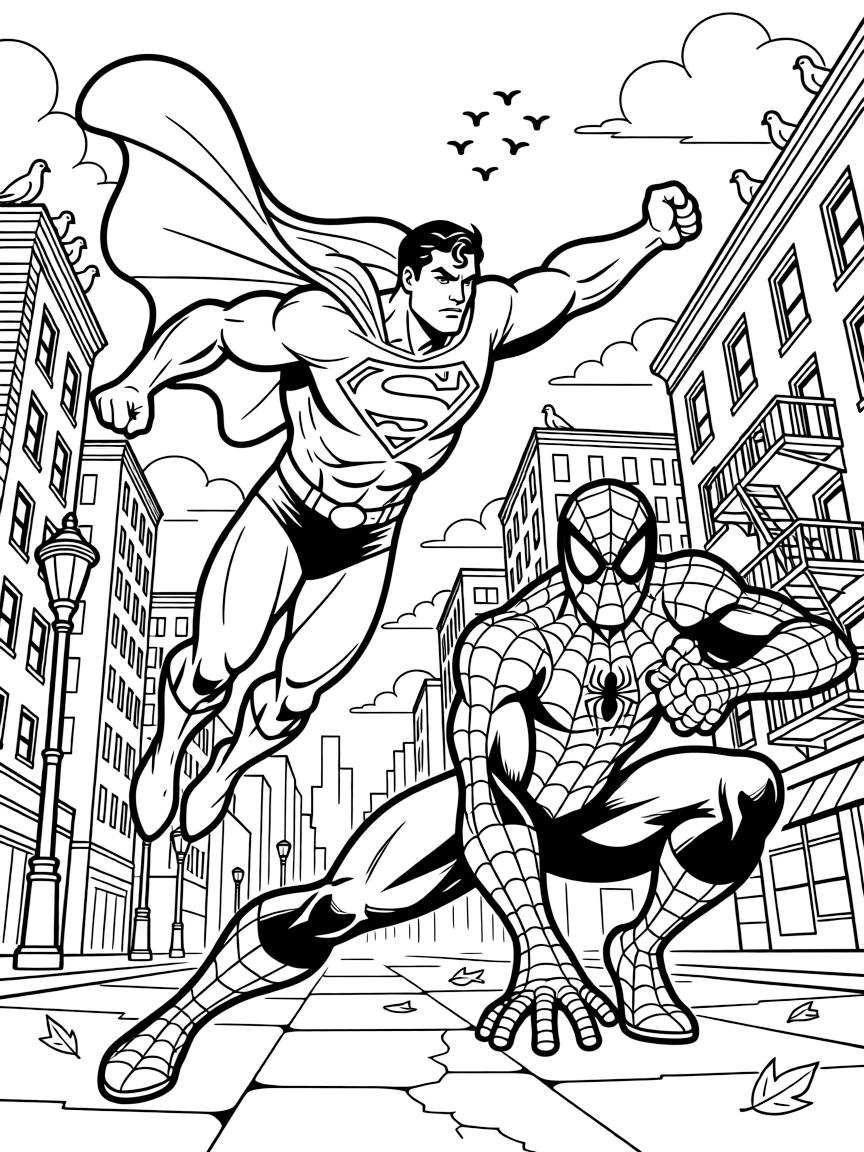 superman is fighting with spiderman