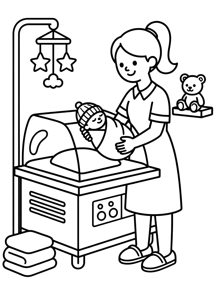 A neonatal nurse gently rocks a tiny baby inside a hospital incubator.