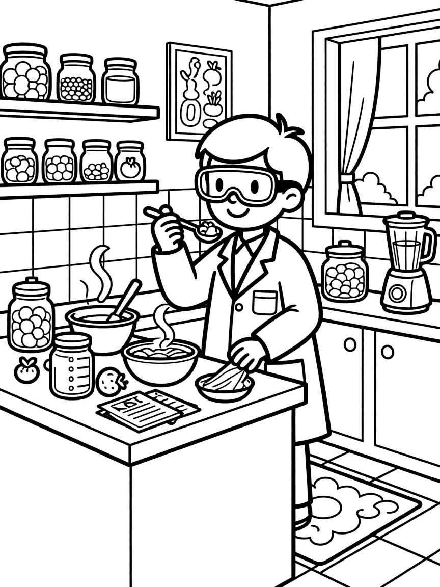 A food scientist tastes and tests new recipes in a bright test kitchen laboratory.