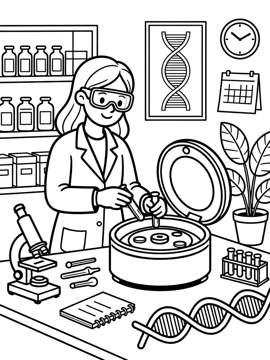 A DNA researcher loads tiny samples into a spinning centrifuge machine.