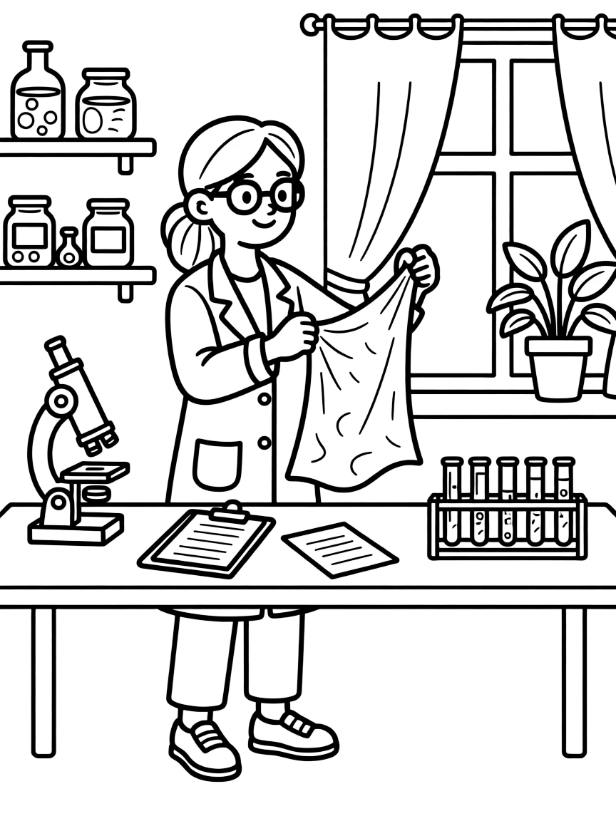 A materials scientist stretches a strange new fabric to test its strength in a lab.