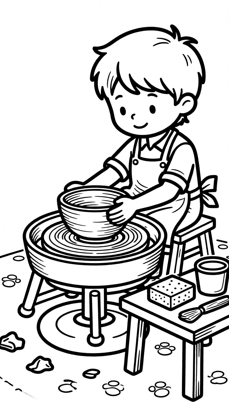 A potter shapes clay into a bowl on a spinning pottery wheel.