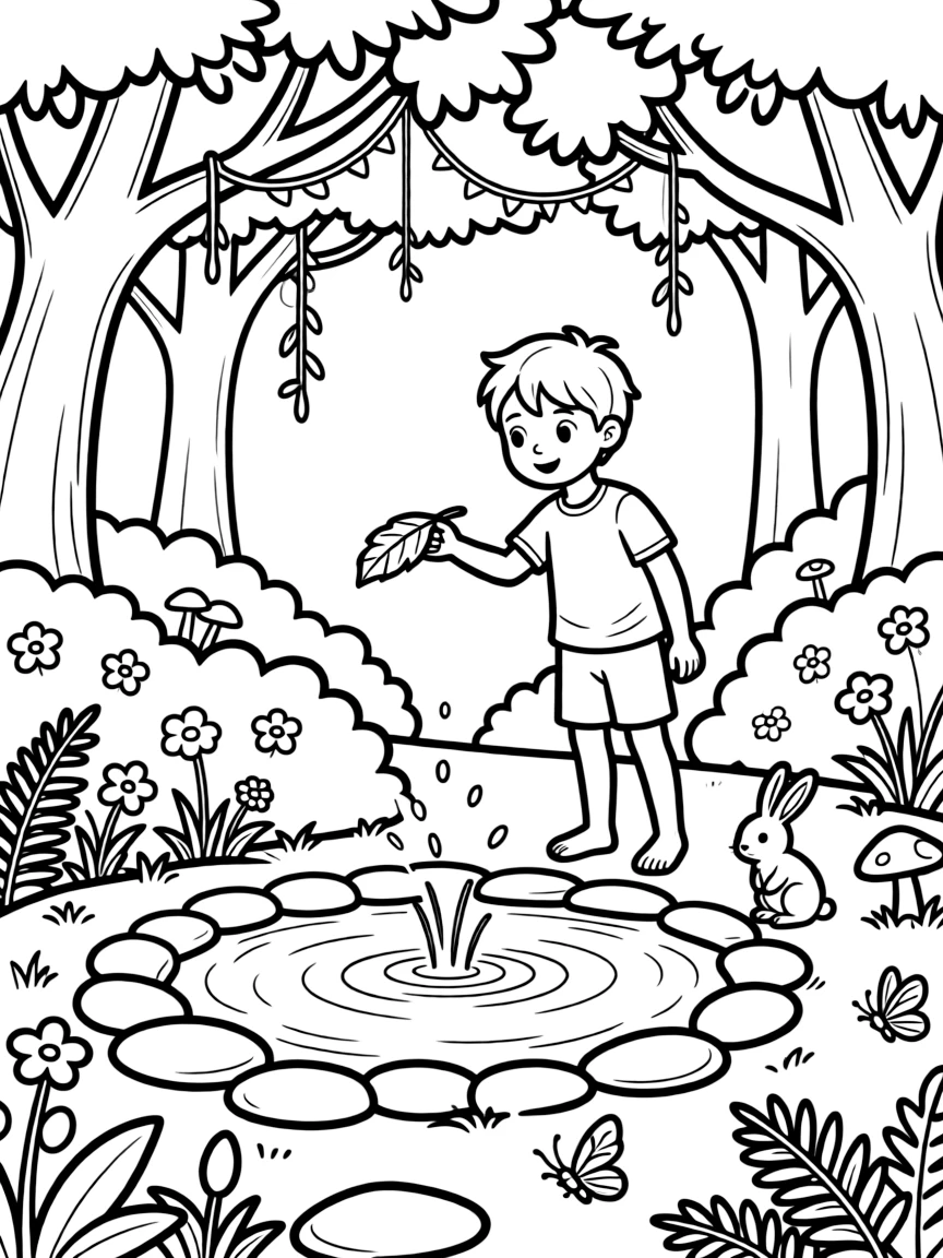 A hidden spring deep in an enchanted forest grants a single wish to anyone who tosses in a silver leaf.