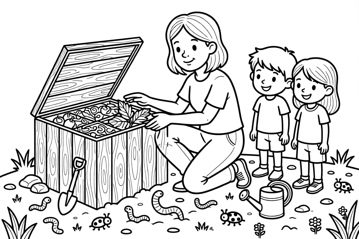 A composting educator shows kids how to turn food scraps into rich soil.