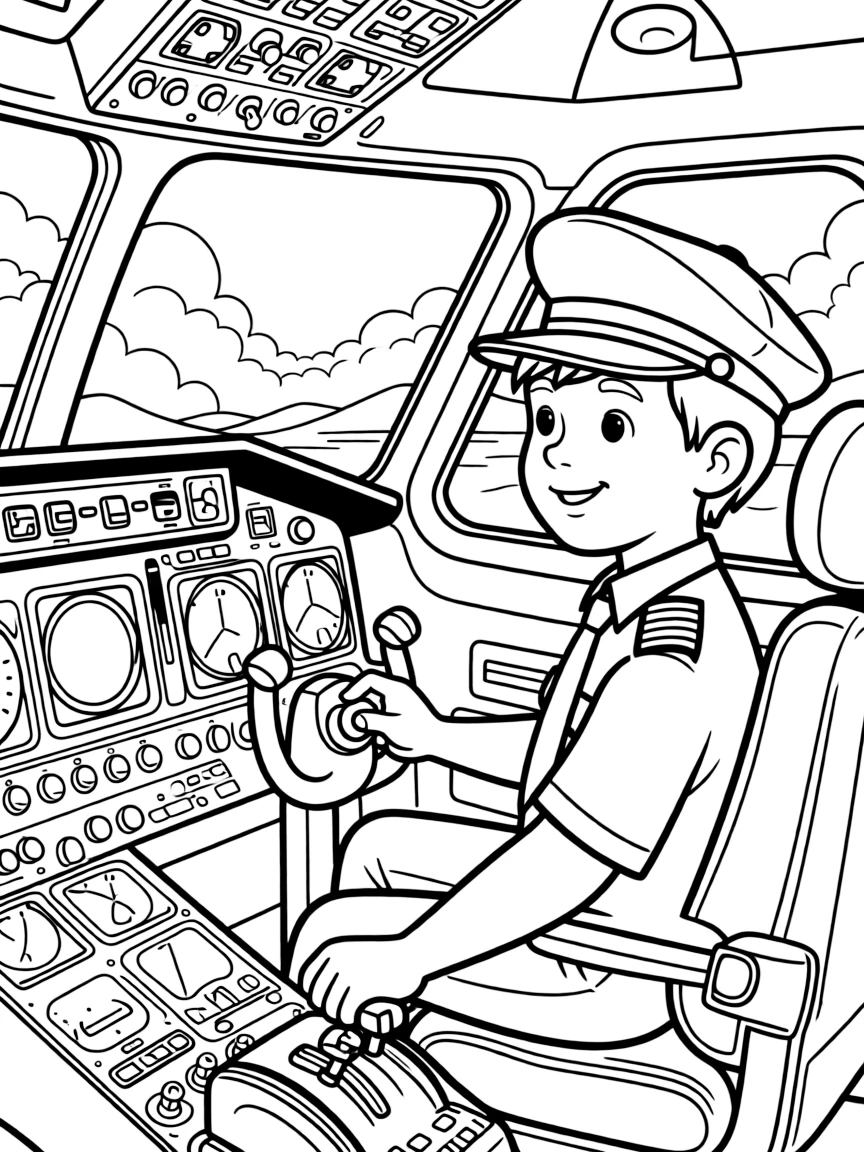 A pilot sits in the cockpit of an airplane, flipping switches before takeoff.