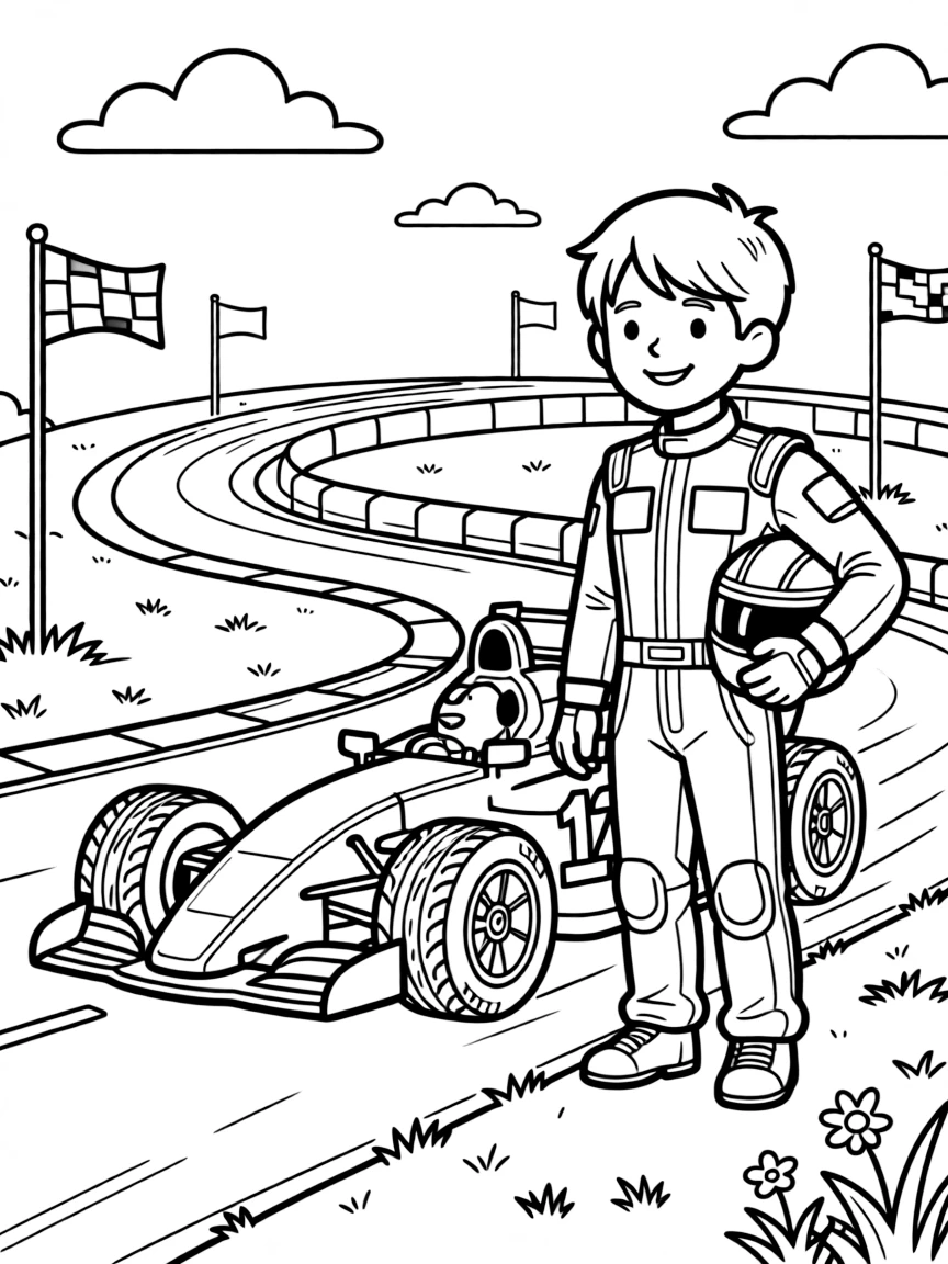 A race car driver speeds around a track in a sleek, numbered car.