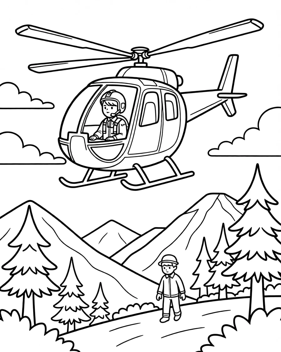 A helicopter pilot hovers above a mountain during a rescue mission.