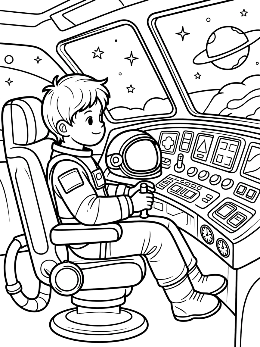 A space shuttle pilot checks controls before launch inside a rocket cockpit.