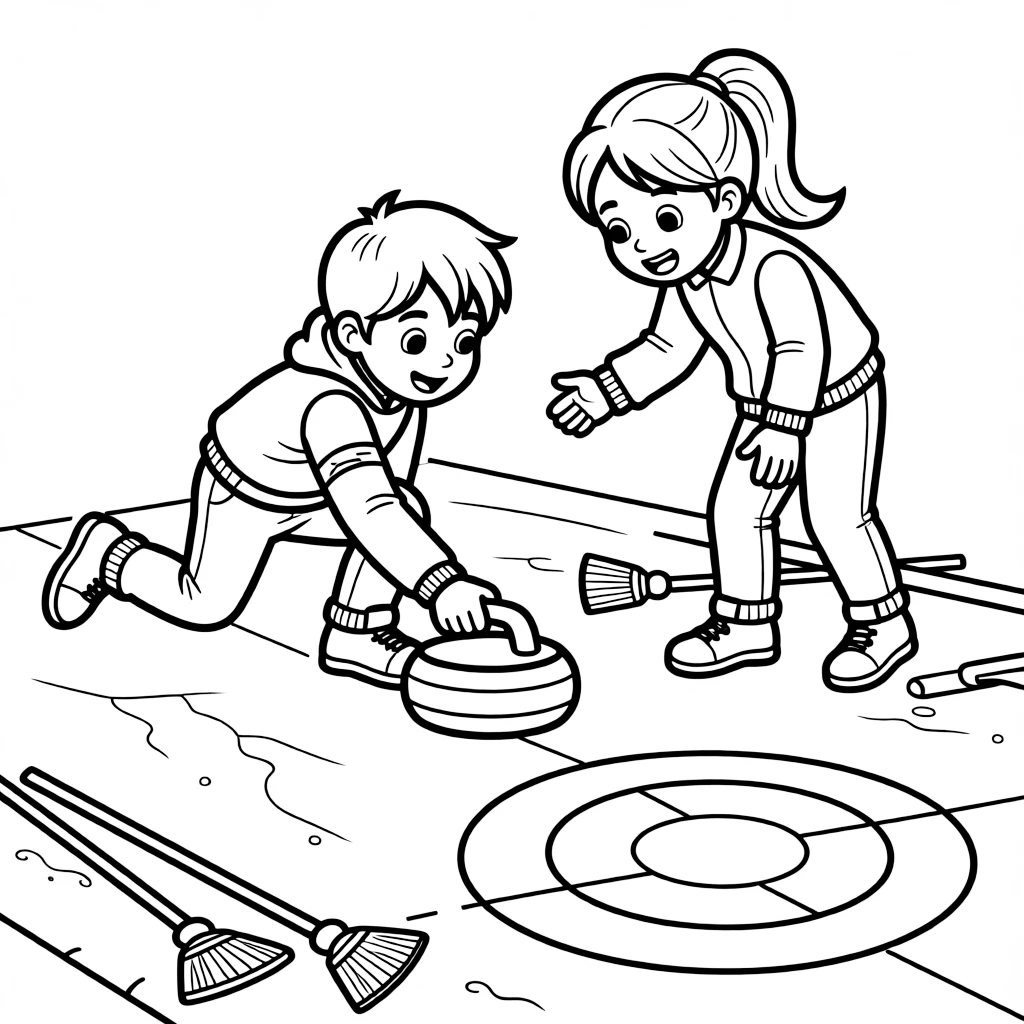 A pair of best friends, calling out directions to teammates as the stone glides toward the house.