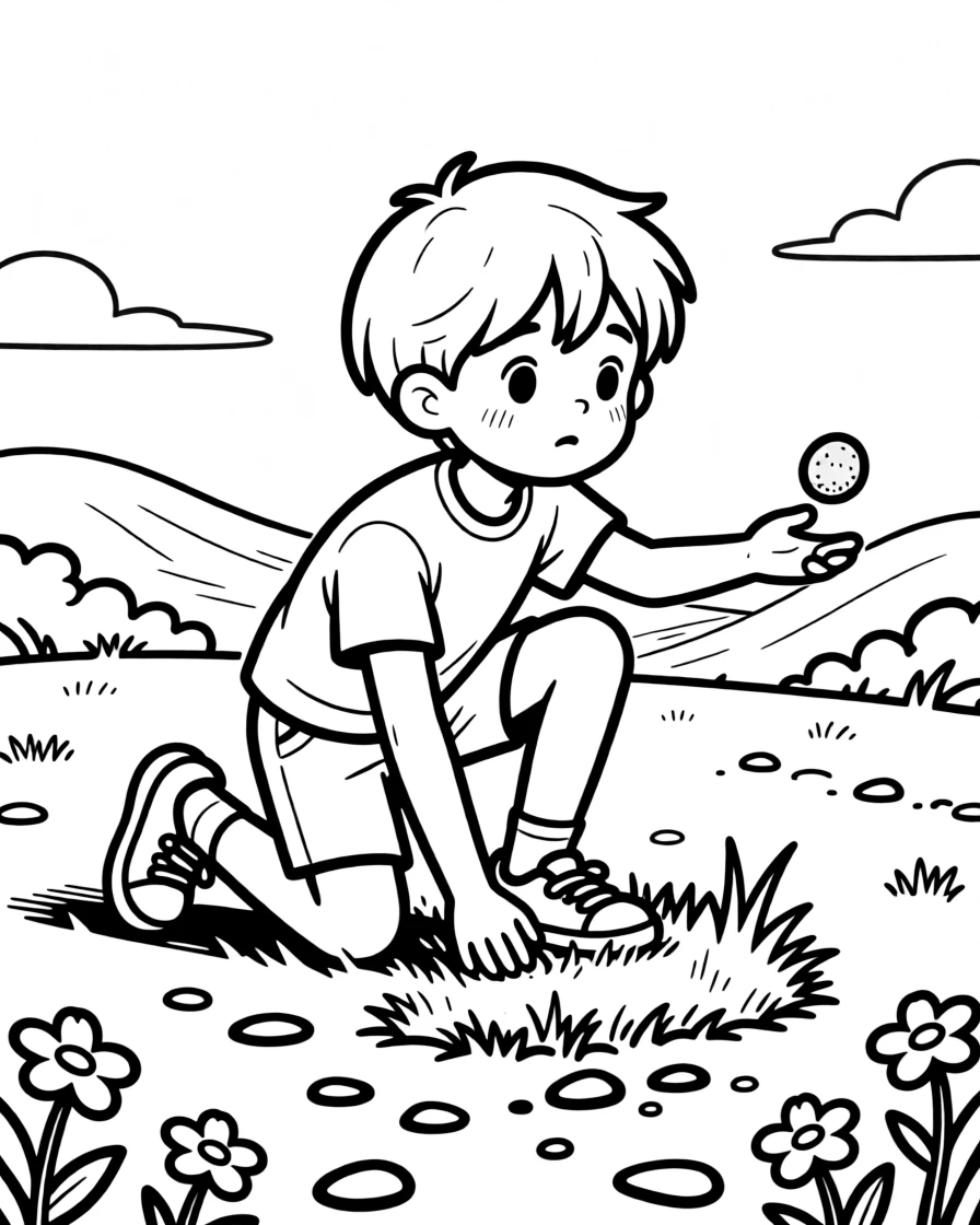 A shy new student, kneeling in the hack, ready to push off and release the stone.