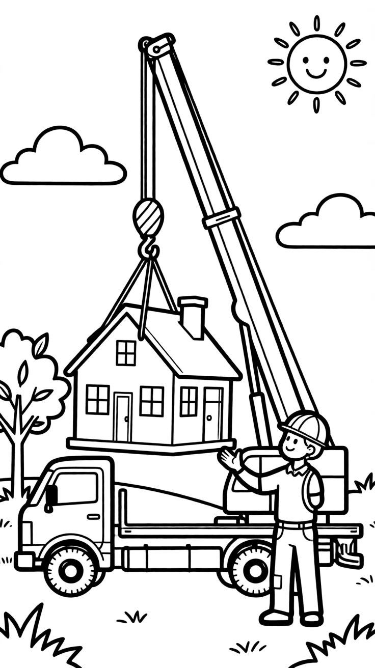 A house mover uses a crane to lift an entire small house onto a truck.