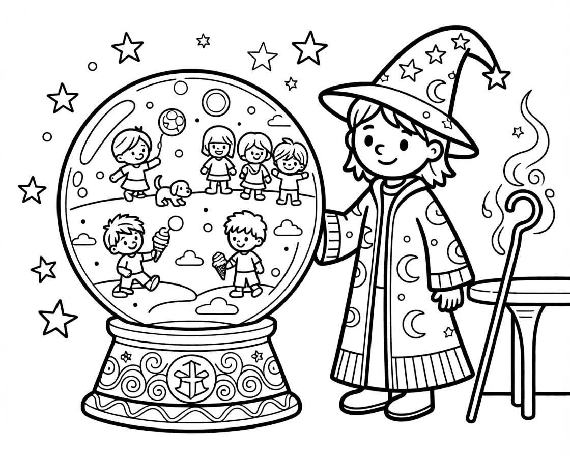 A wizard's crystal ball accidentally displays embarrassing childhood memories instead of the future he was hoping to see.