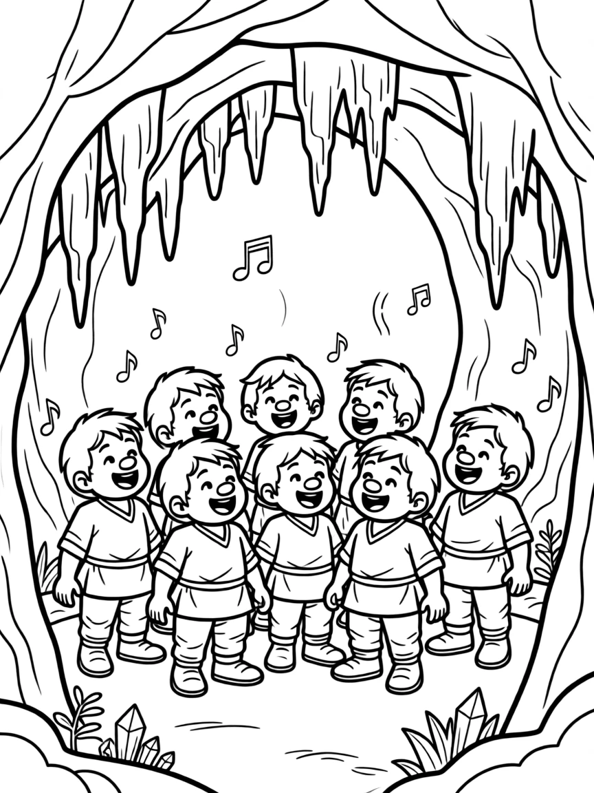 A dwarf choir sings deep, rumbling songs that cause stalactites in their cave to hum and vibrate with harmony.