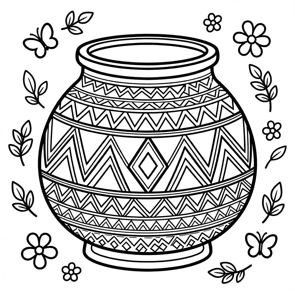 A coloring page highlighting a beloved cultural symbol from Rwanda: a decorated agaseke basket given as a symbol of friendship, displayed proudly with small decorative flourishes around it.