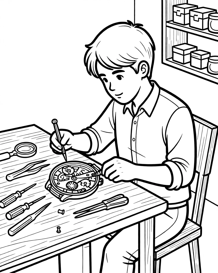 A watch repair person uses tiny tools to fix gears inside an open watch.