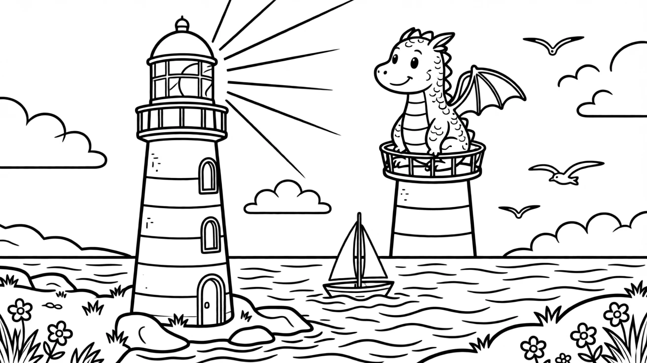 A dragon's favorite perch is atop a lighthouse, its warm glow doubling as a beacon for ships during foggy nights.