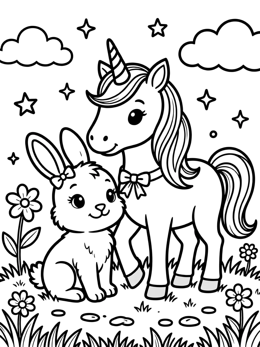 baby bunny having a unicorn