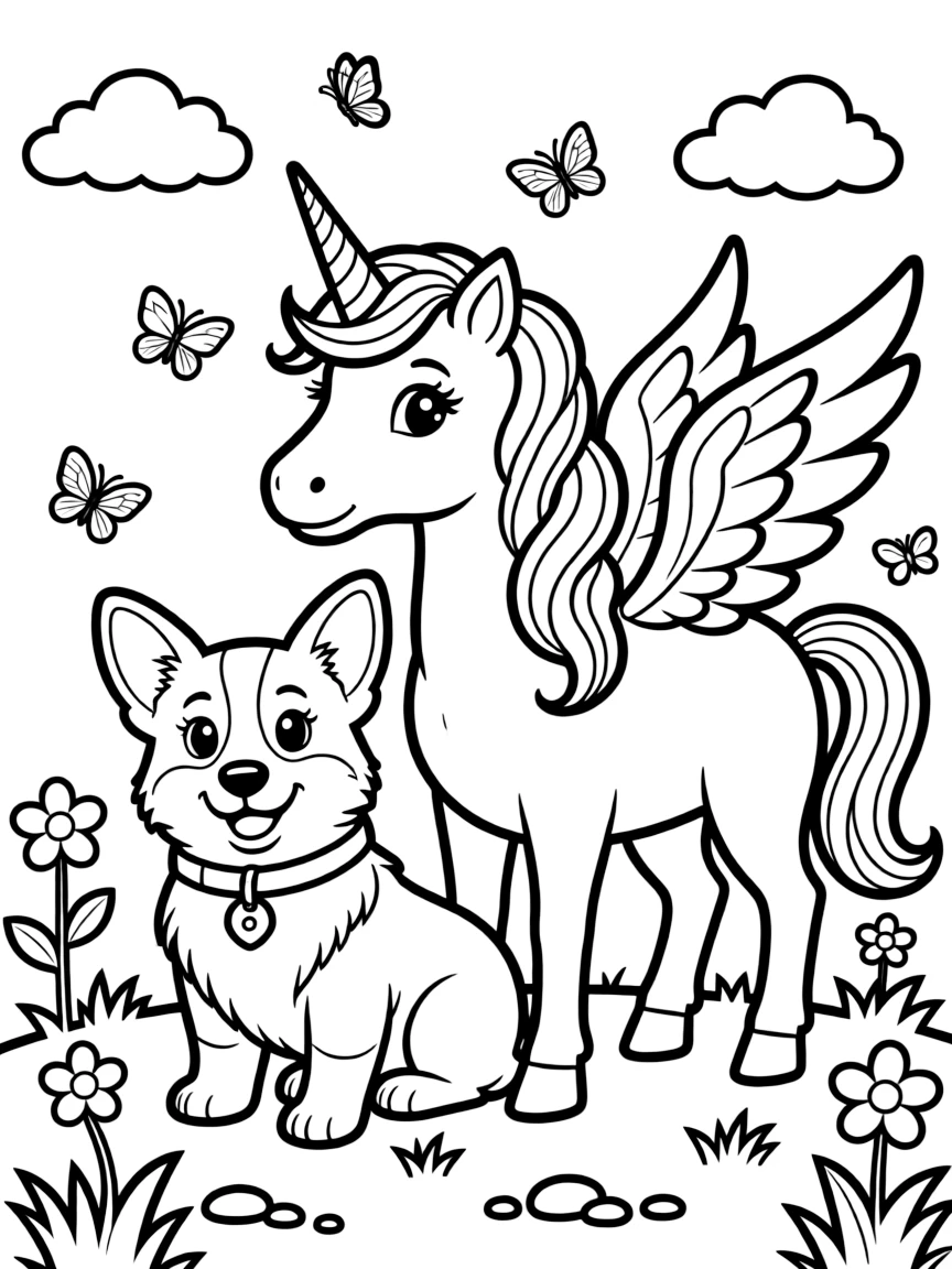 corgi dog having a unicorn