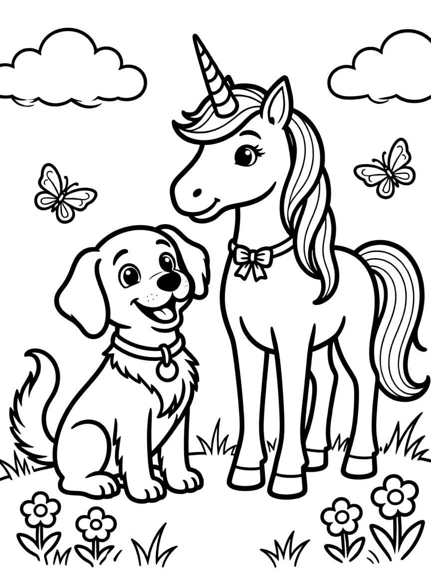 retriever dog with a unicorn