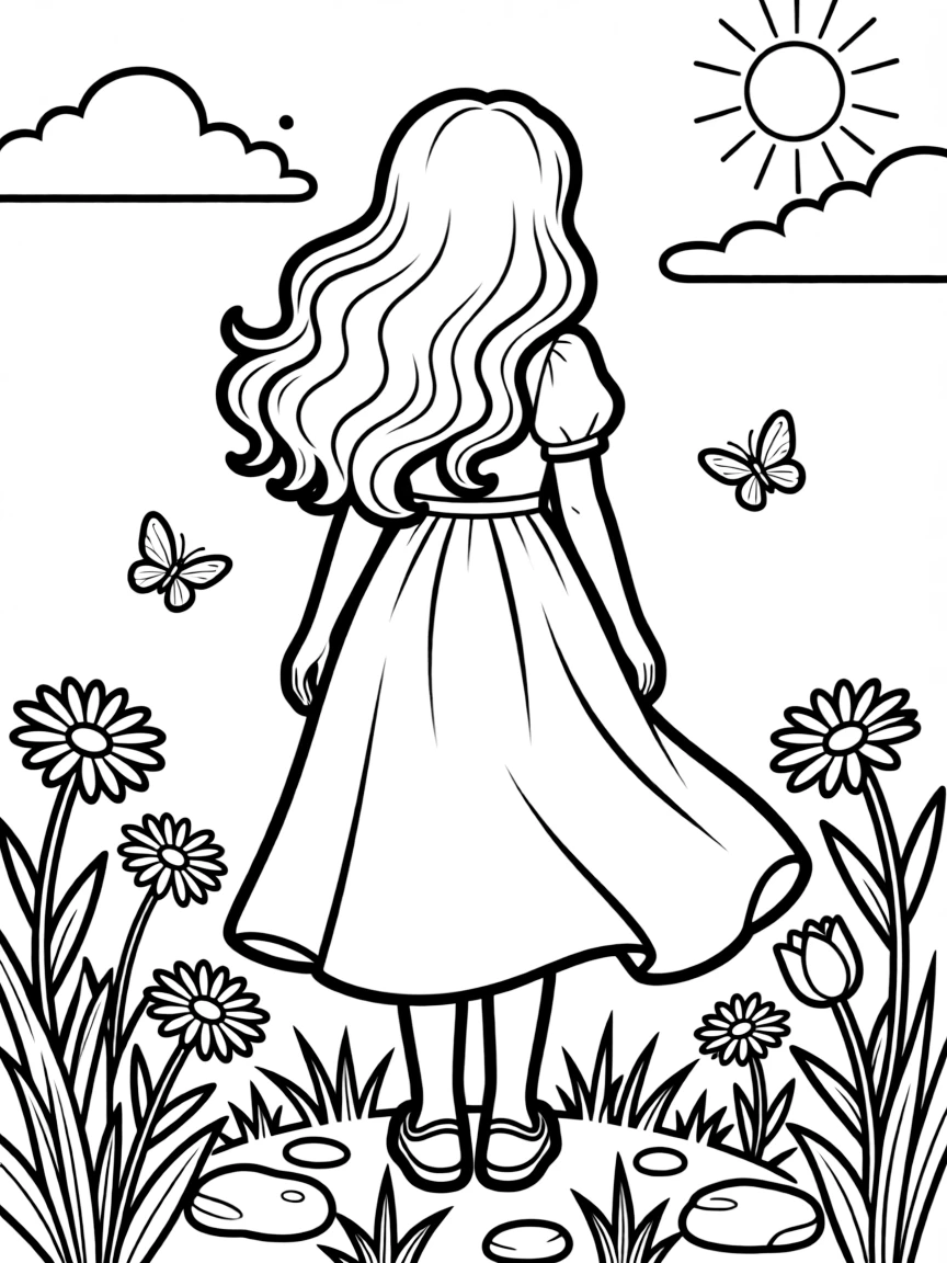 A beautiful girl. back view.