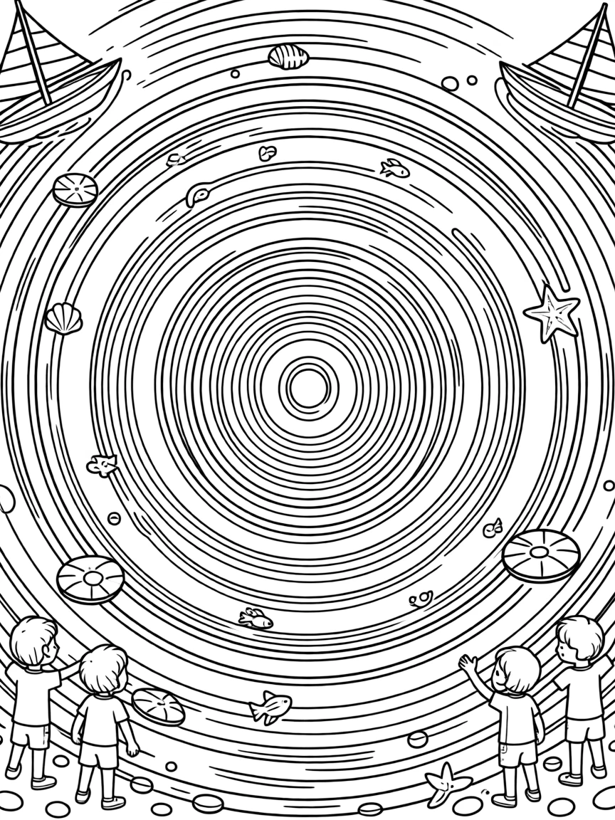 Water-inspired ripple effect with concentric patterns flowing across the page