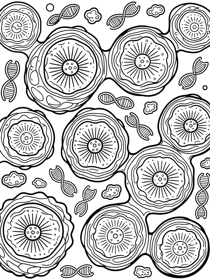 Cell-like structures with detailed membranes and nucleus patterns