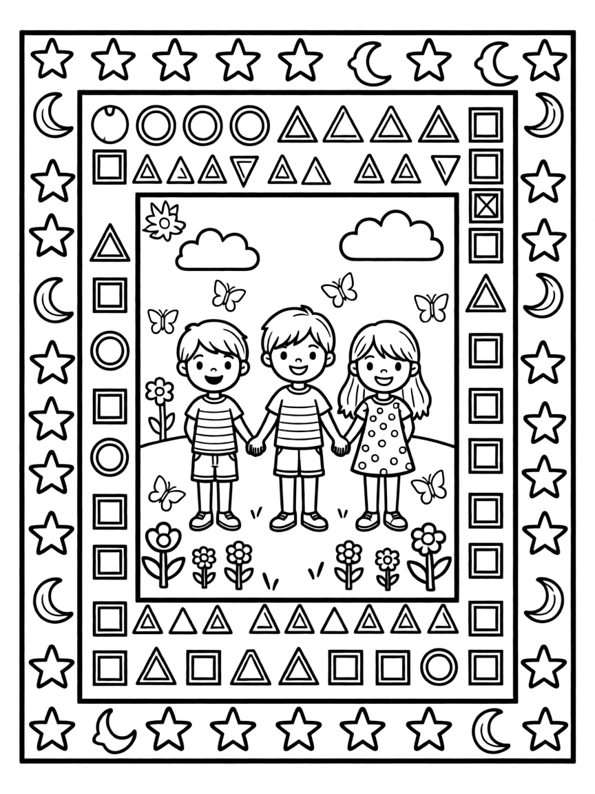 Frame within frame design with different pattern styles in each layer