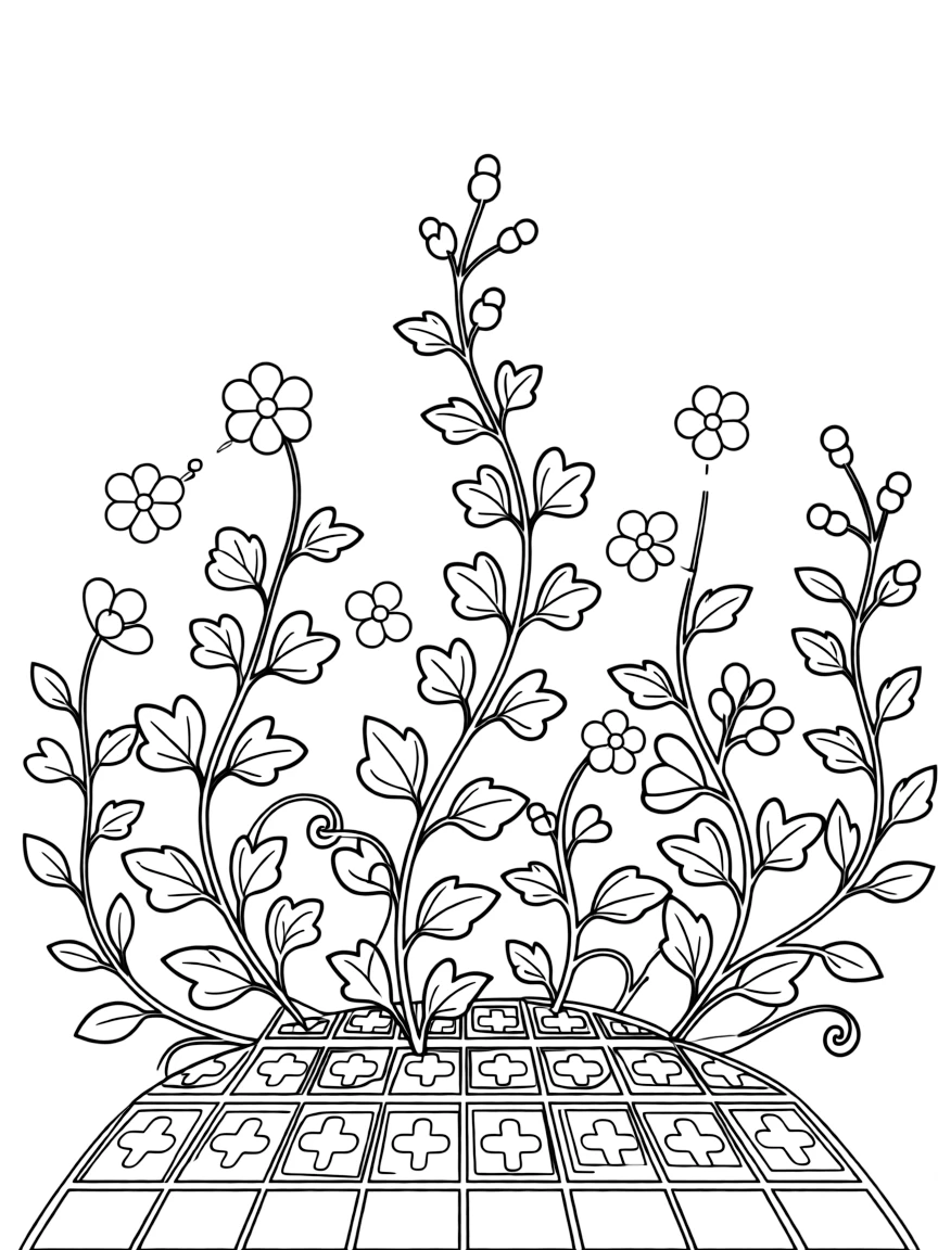 Betweed pattern growing from structured base into open space