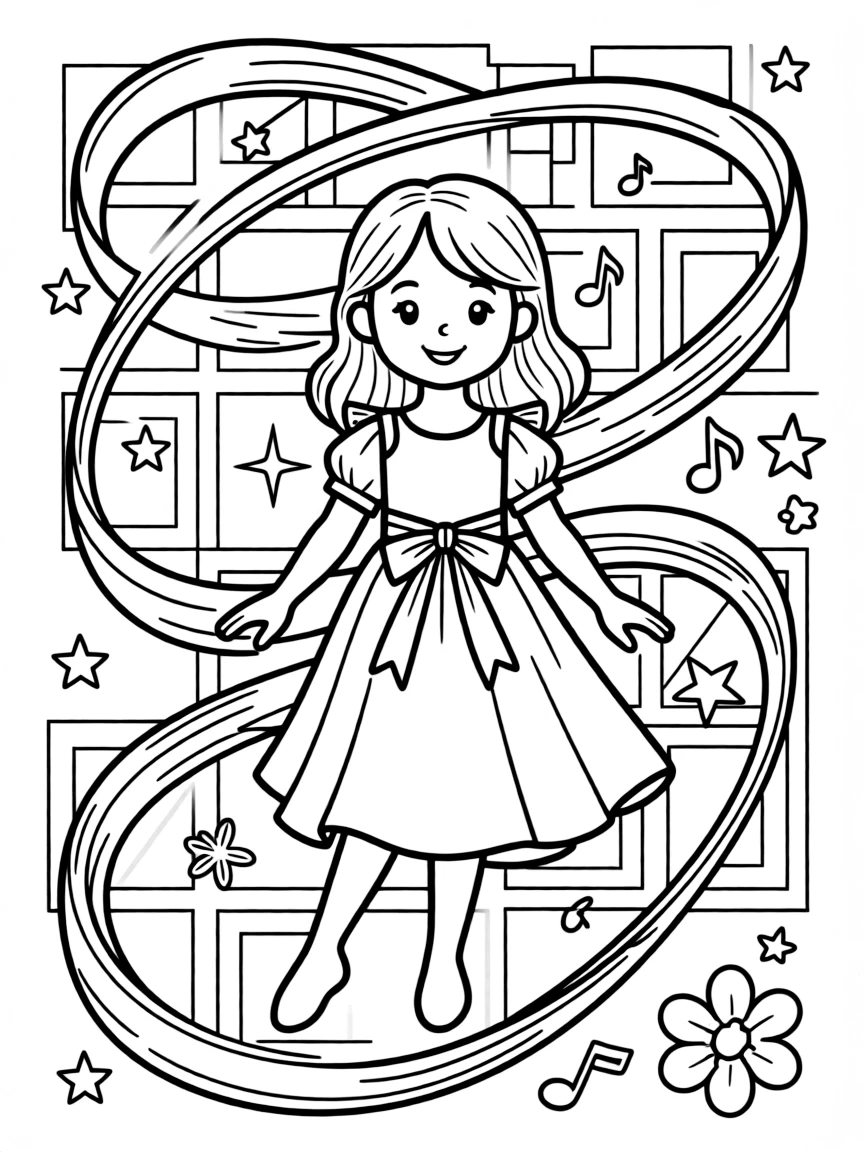 Diva Dance ribbon flowing through structured Eke background