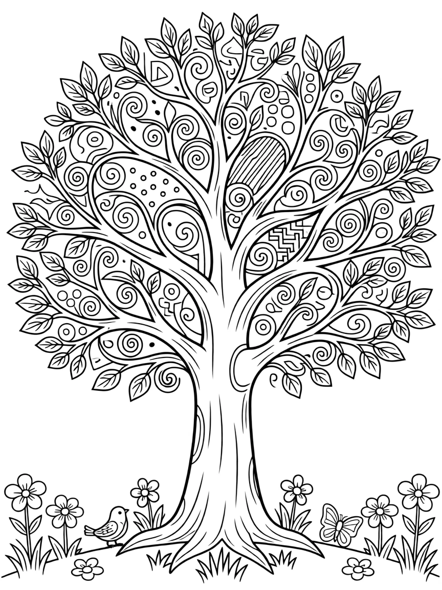 Tree of life with branches containing different pattern families