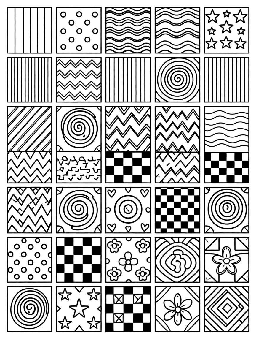 Grid of small squares, each containing a unique micro-pattern
