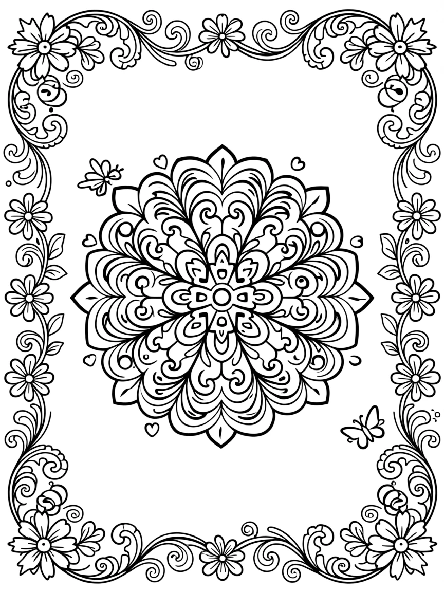 Detailed border containing a simpler central pattern space