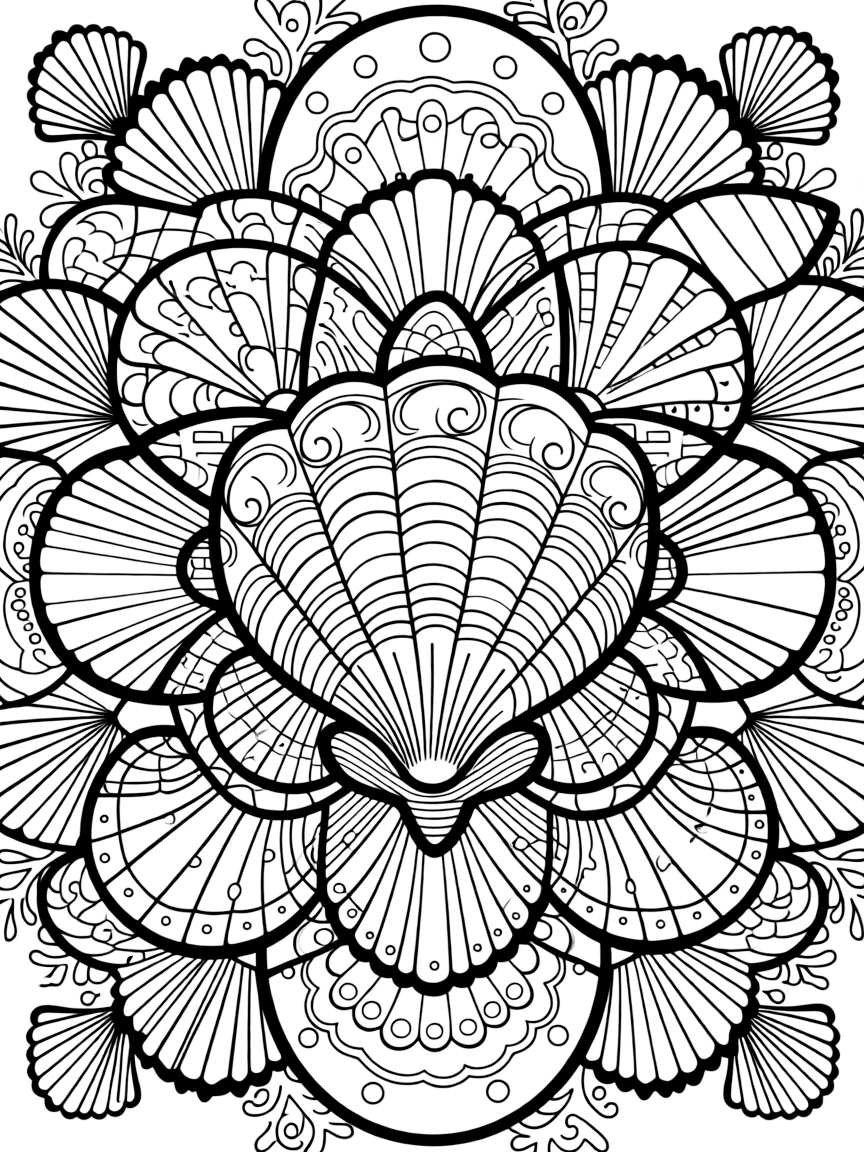 Nested pattern shells surrounding a detailed central motif