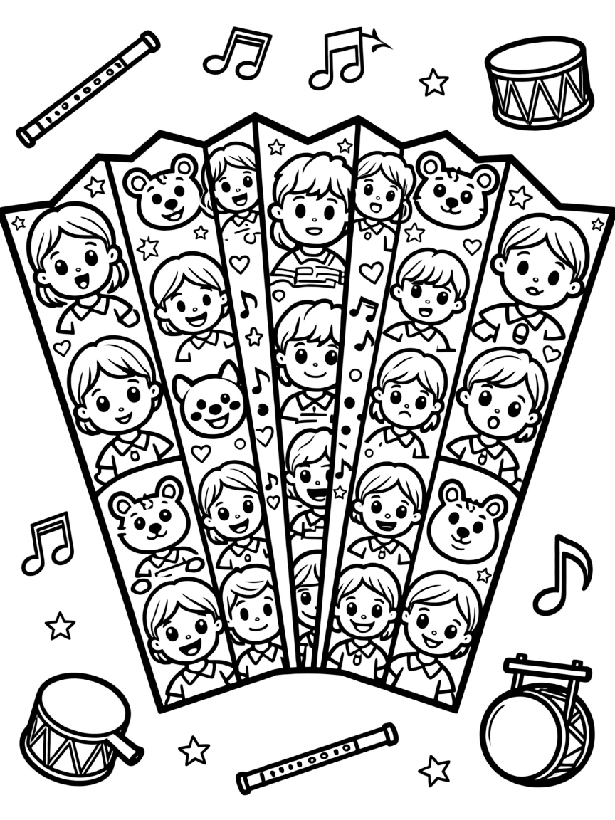 Accordion fold effect with alternating pattern faces