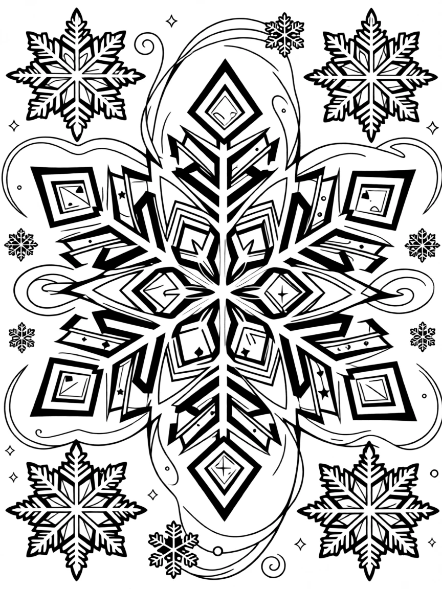 Ice crystal pattern with geometric snowflake inspiration