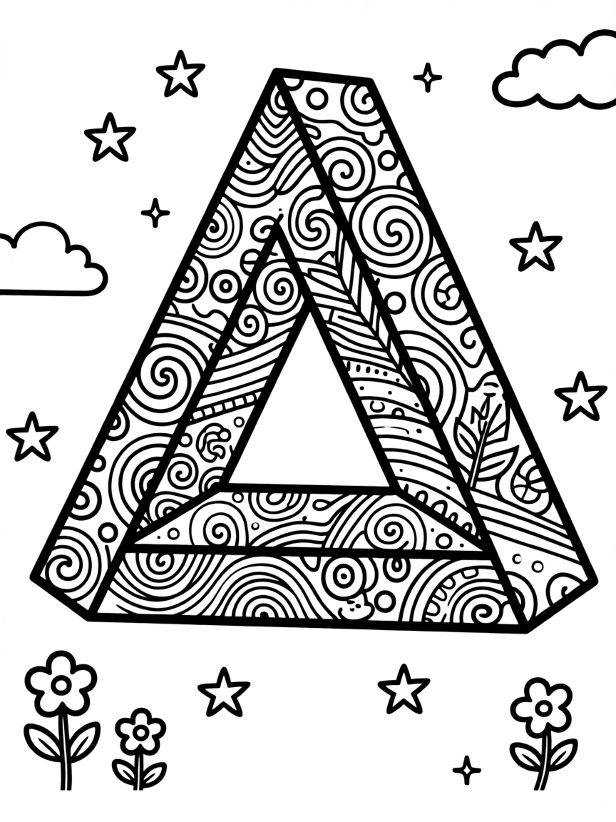 Impossible shape filled with detailed zentangle patterns
