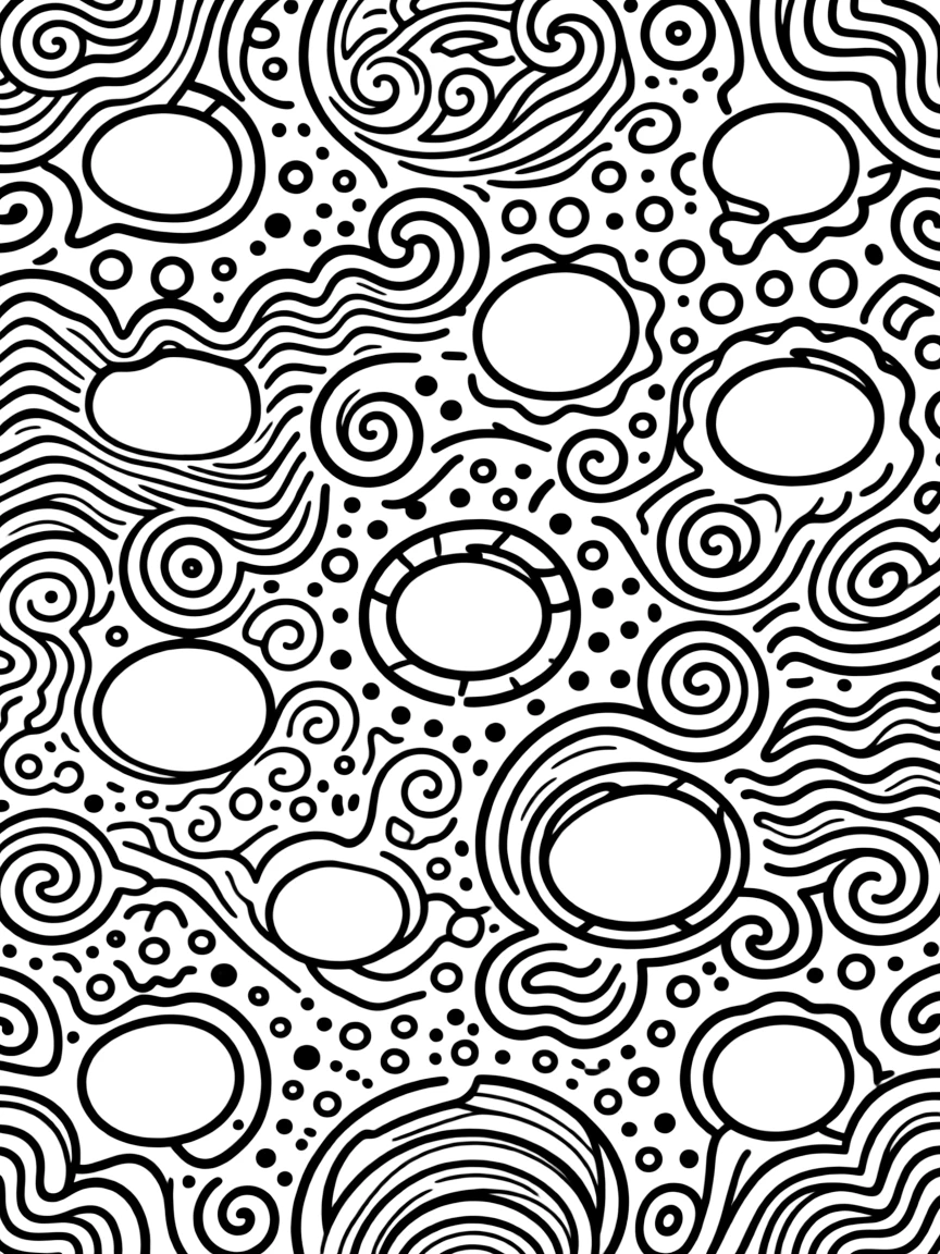Trompe l'oeil zentangle creating holes or protrusions from flat surface